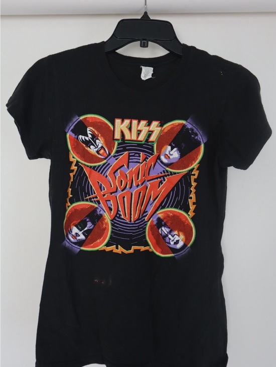 Kiss Other - Kiss Black Kids Short Sleeve Tee with Neon 'Sonic Boom' Graphic